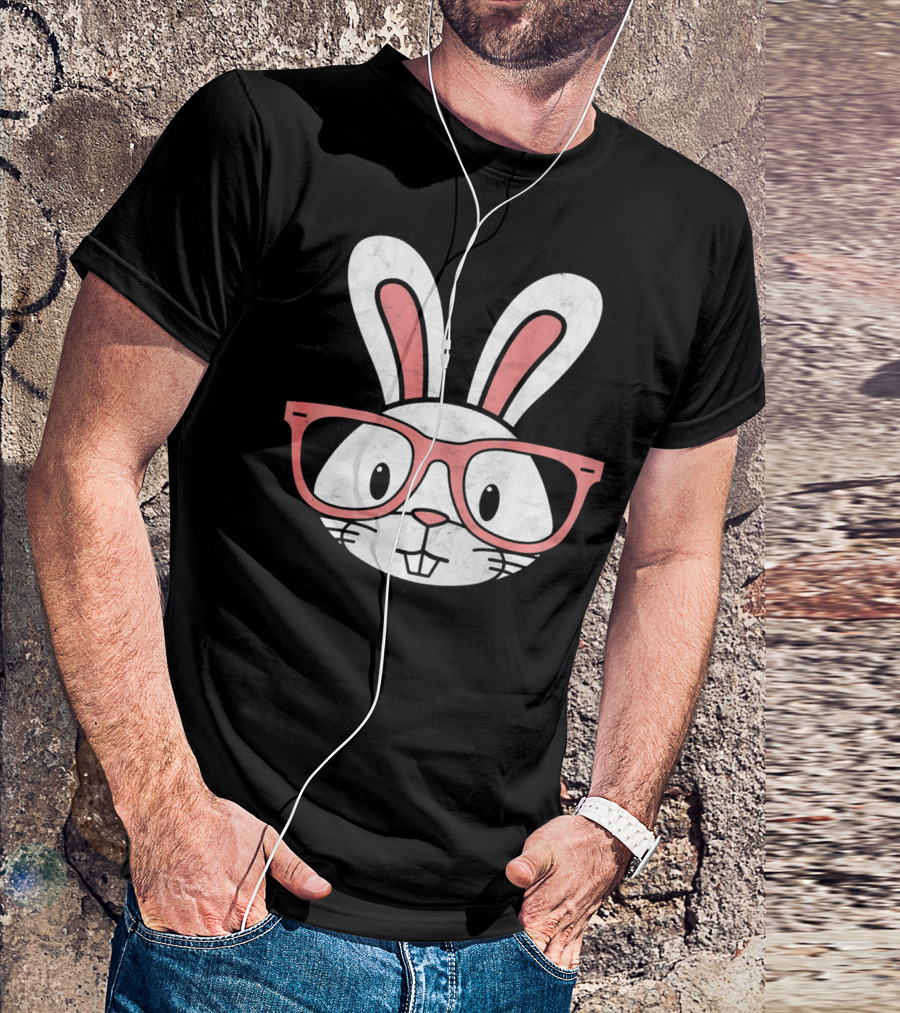 Funny Easter Bunny Hipster Glasses T-Shirt