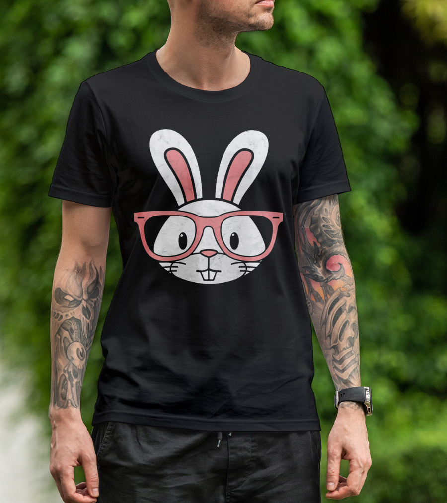 Funny Easter Bunny Hipster Glasses T-Shirt