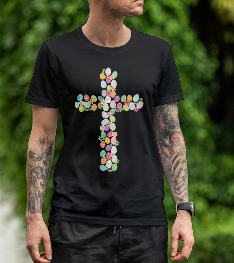 Easter Eggs Cross Christian T-Shirt