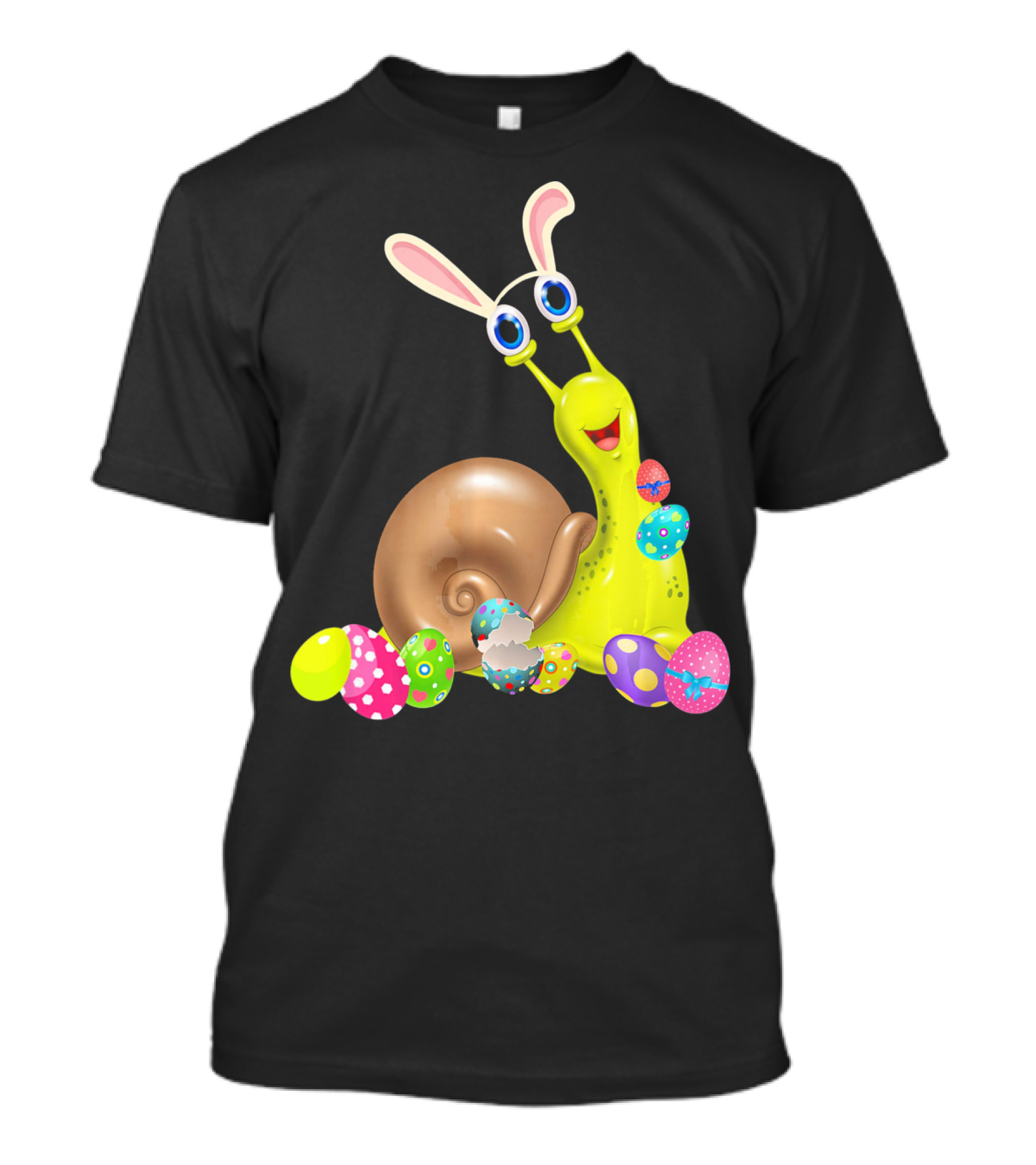 Snail With Bunny Ears And Colorful Easter Eggs T-Shirt