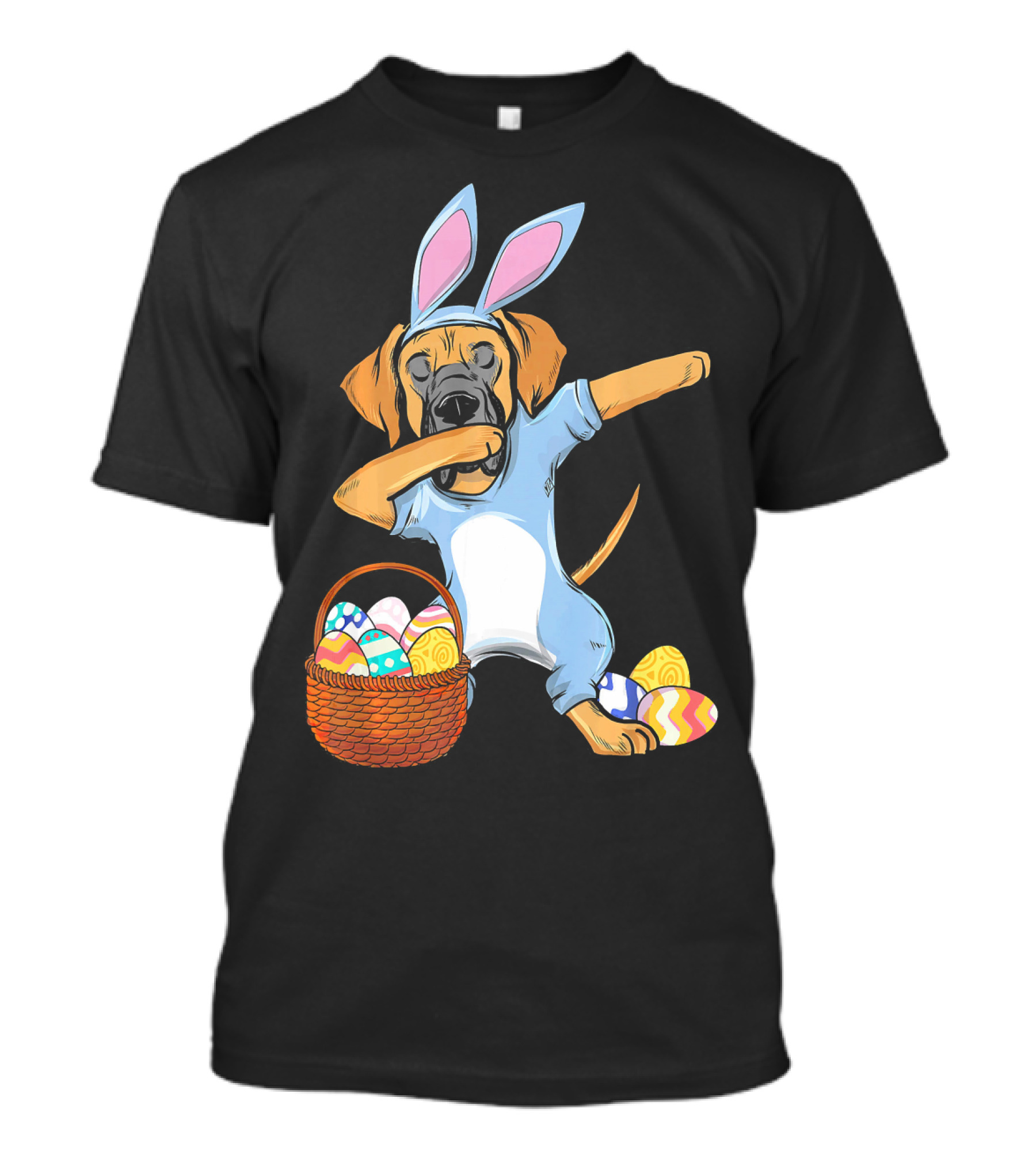 Dabbing Easter Bunny Great Dane With Basket Of Eggs T-Shirt