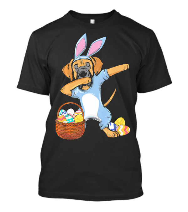 Dabbing Easter Bunny Great Dane With Basket Of Eggs T-Shirt