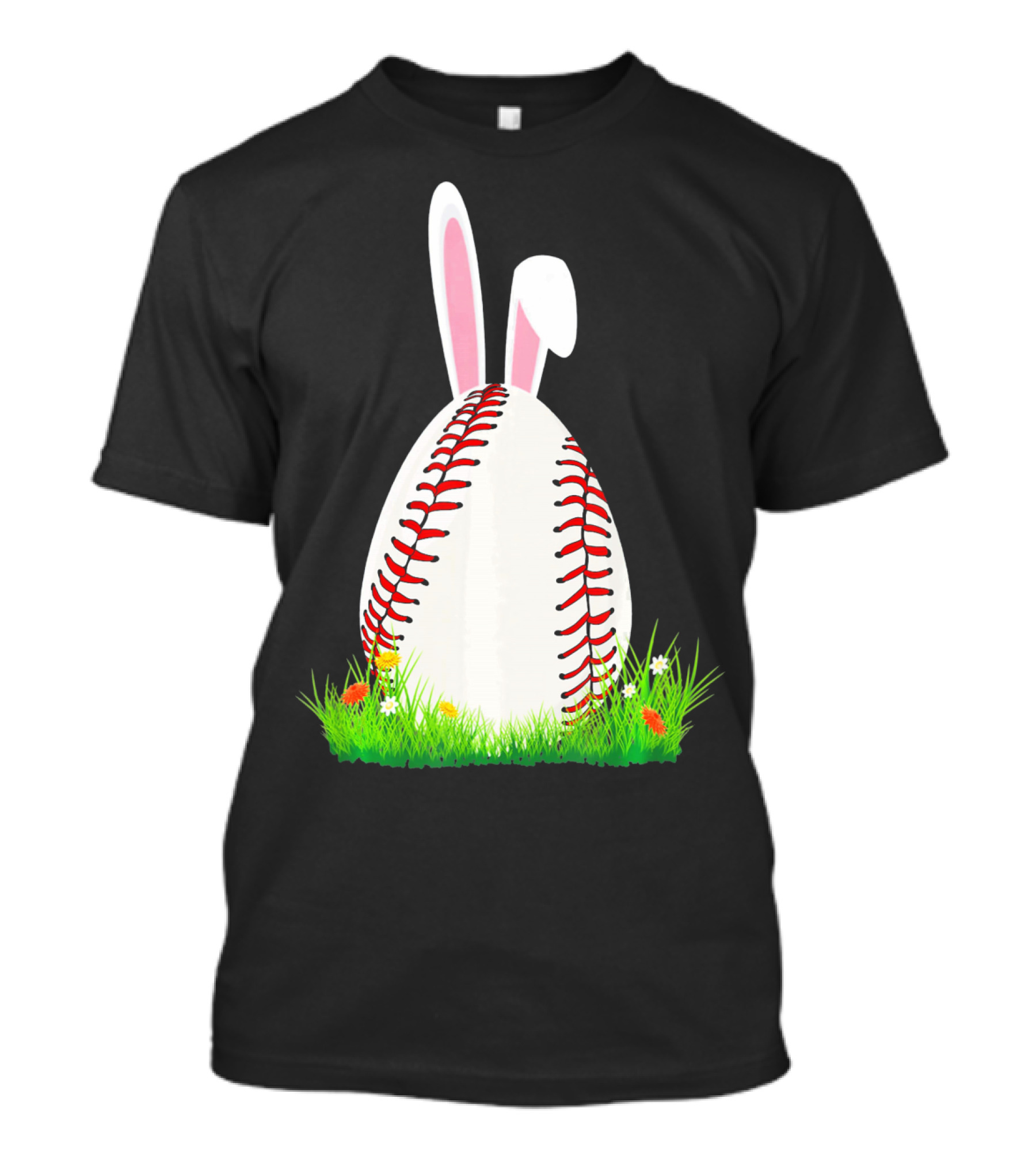 Cute Easter Bunny Baseball Egg With Ears On Grass T-Shirt
