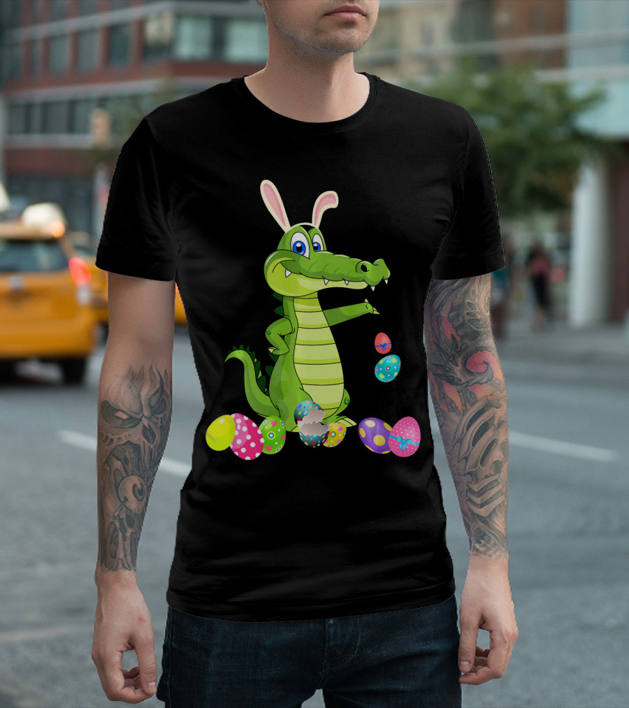 Alligator Bunny Rabbit Hat Easter Eggs T-Shirt