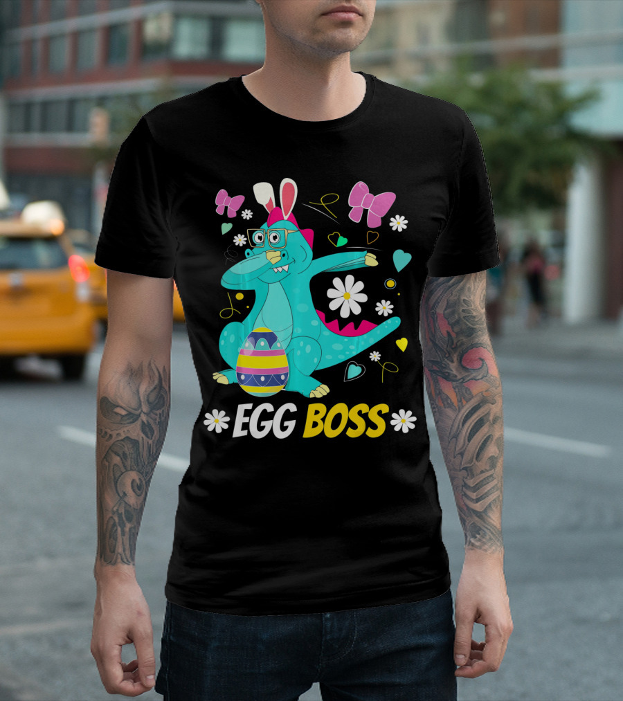 Egg Boss Easter Egg Hunt T-Rex Boys Easter T-Shirt