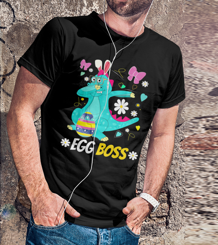 Egg Boss Easter Egg Hunt T-Rex Boys Easter T-Shirt