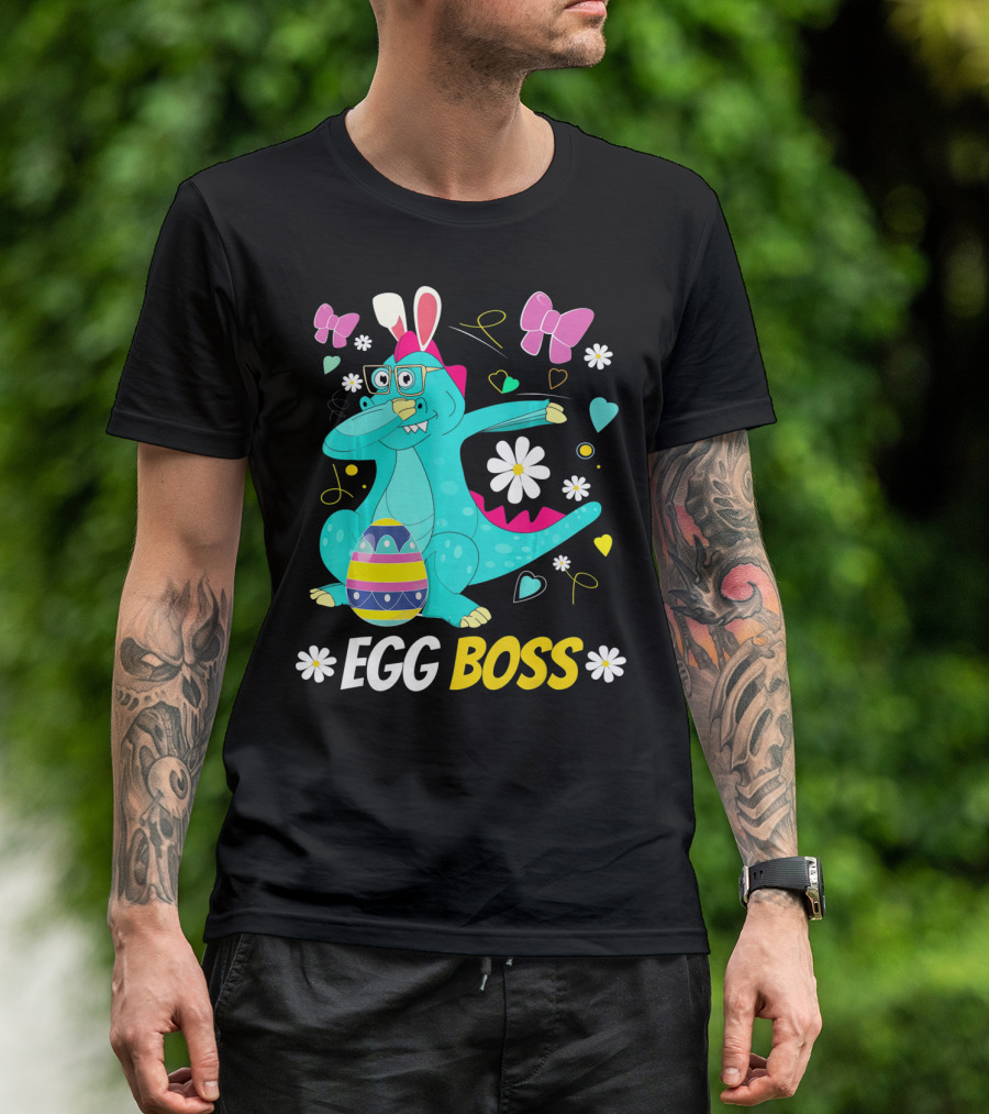 Egg Boss Easter Egg Hunt T-Rex Boys Easter T-Shirt