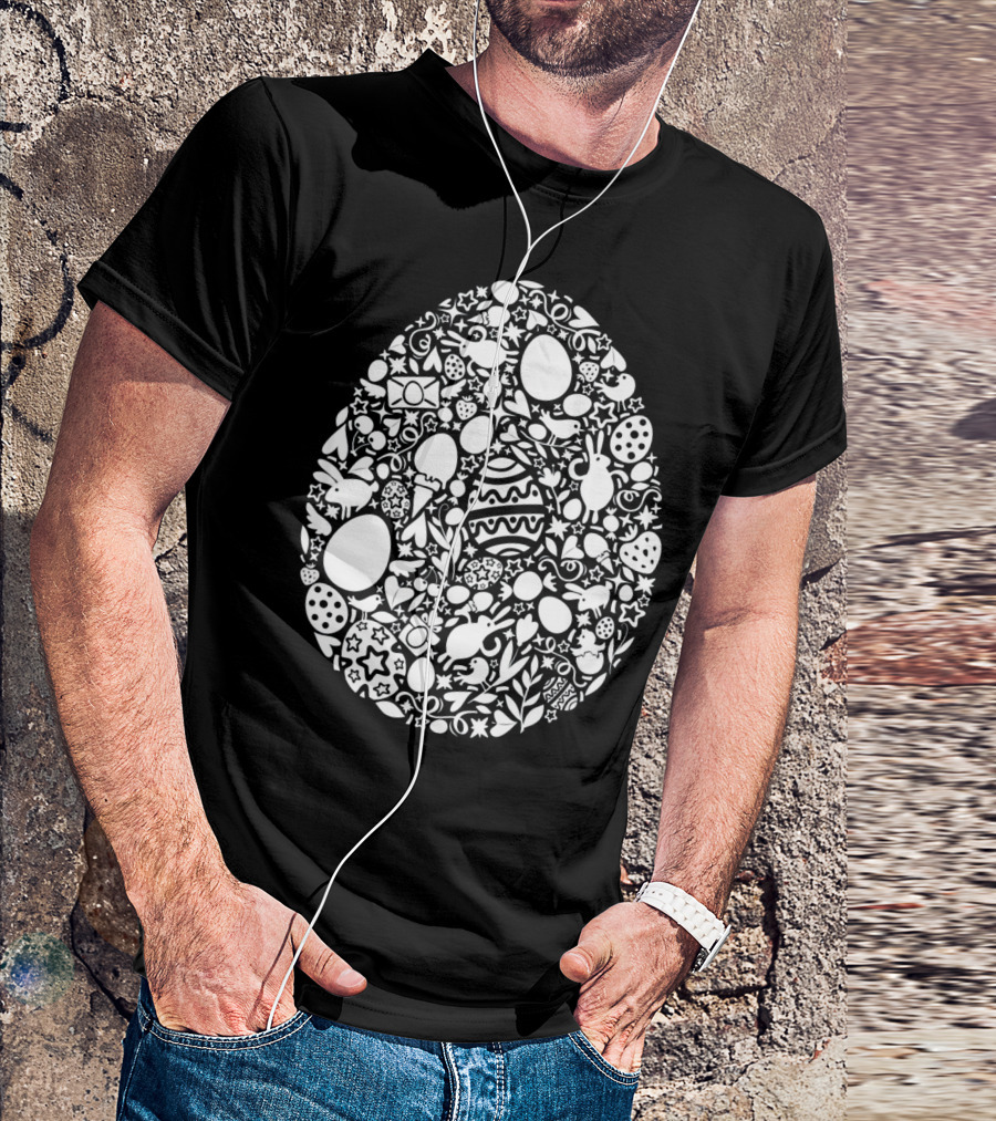 Easter Egg Hunt Pattern With Rabbits And Spring Symbols T-Shirt