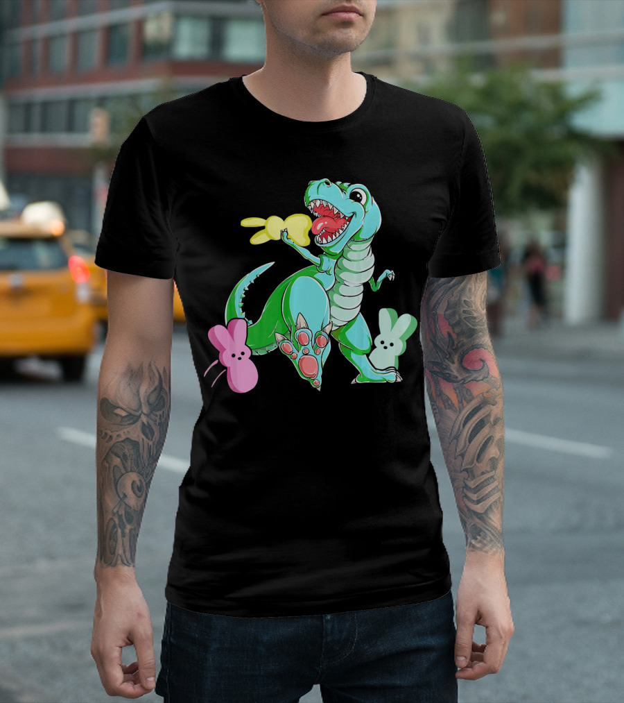 Dinosaur Rex Eat Bunny Peeps Happy Easter T-Shirt