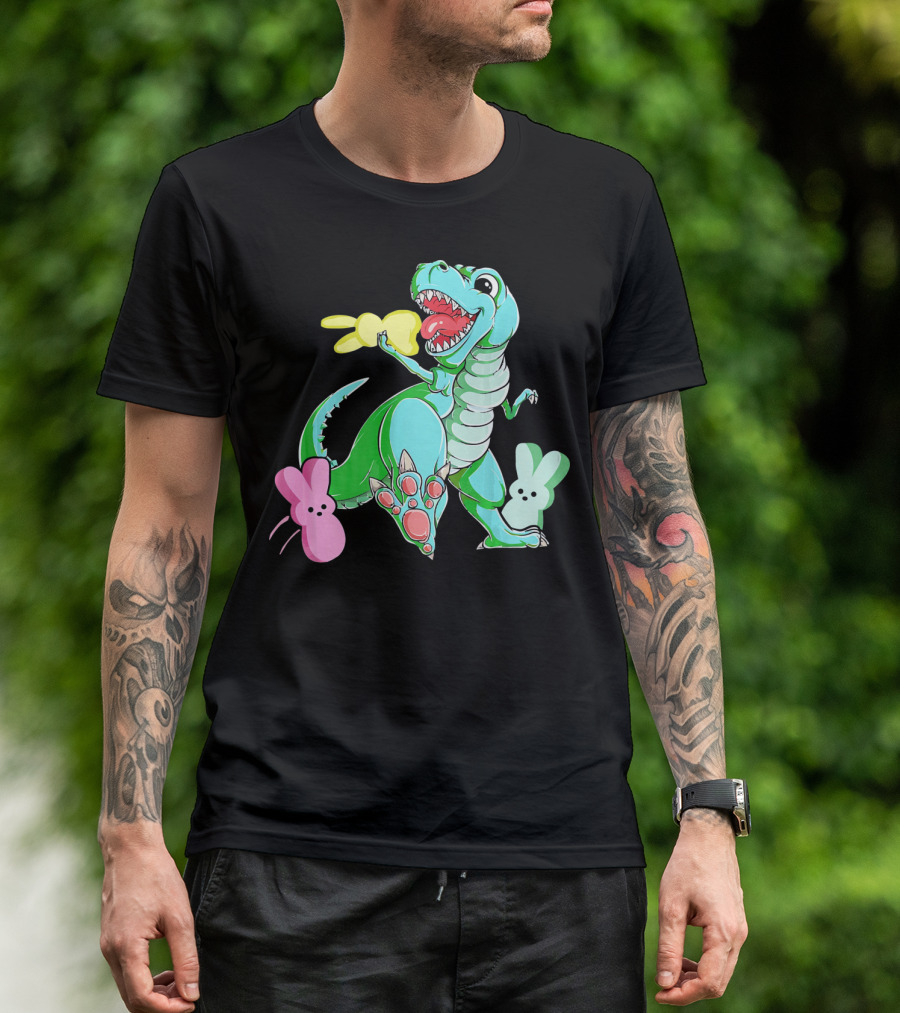 Dinosaur Rex Eat Bunny Peeps Happy Easter T-Shirt