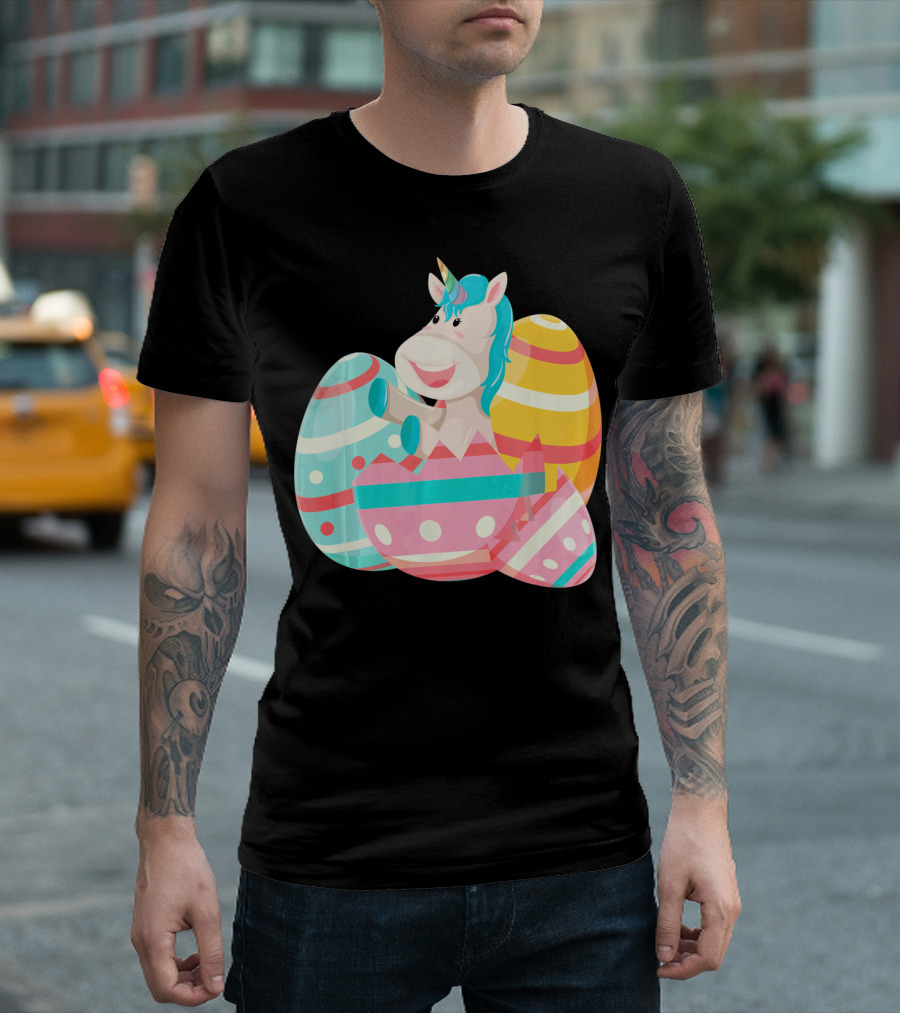 Easter Unicorn with Colorful Easter Eggs T-Shirt
