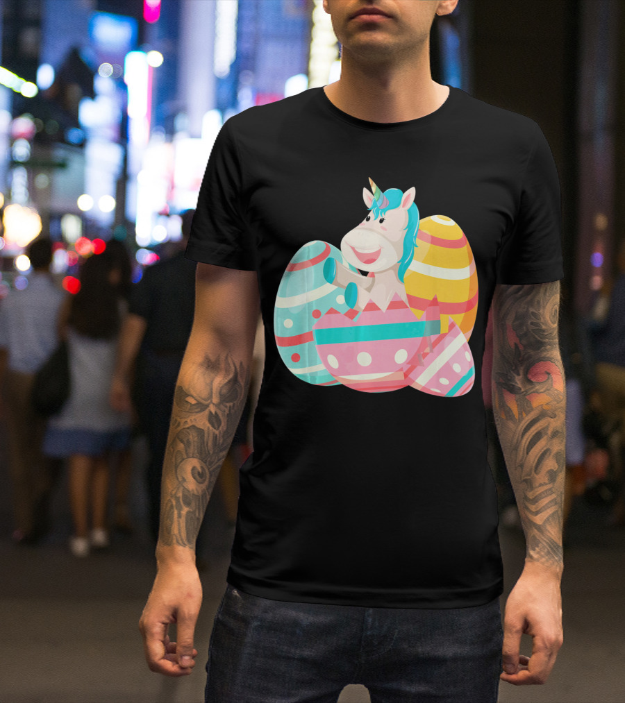 Easter Unicorn With Colorful Easter Eggs T-Shirt