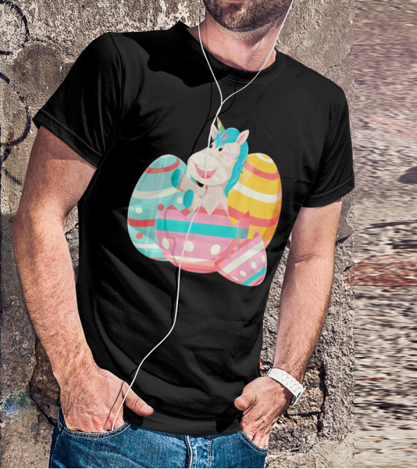 Easter Unicorn With Colorful Easter Eggs T-Shirt