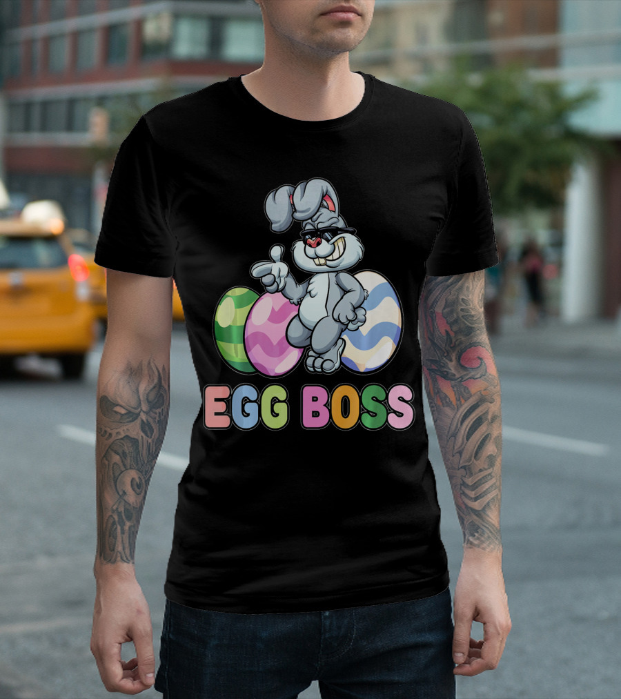 Egg Boss Easter Bunny with Colorful Eggs T-Shirt