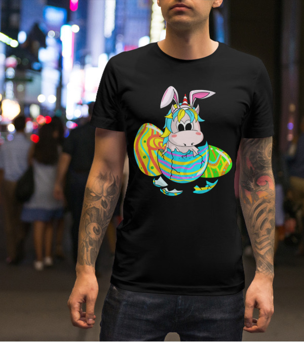 Easter Sunday Unicorn Bunnicorn In Colorful Eggshell T-Shirt