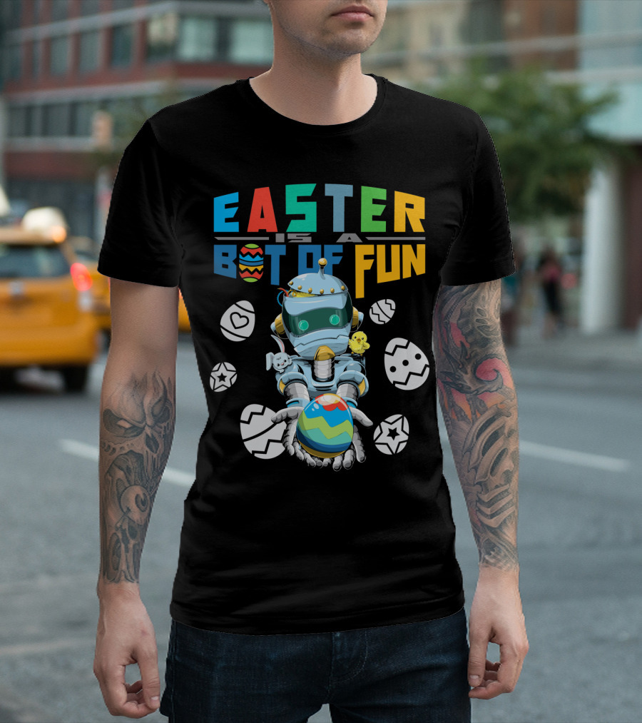 Easter Is a Bot of Fun with Robot and Eggs T-Shirt