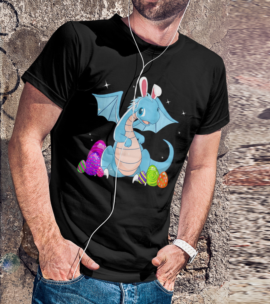 Easter Dragon Bunny Ears With Colorful Eggs T-Shirt