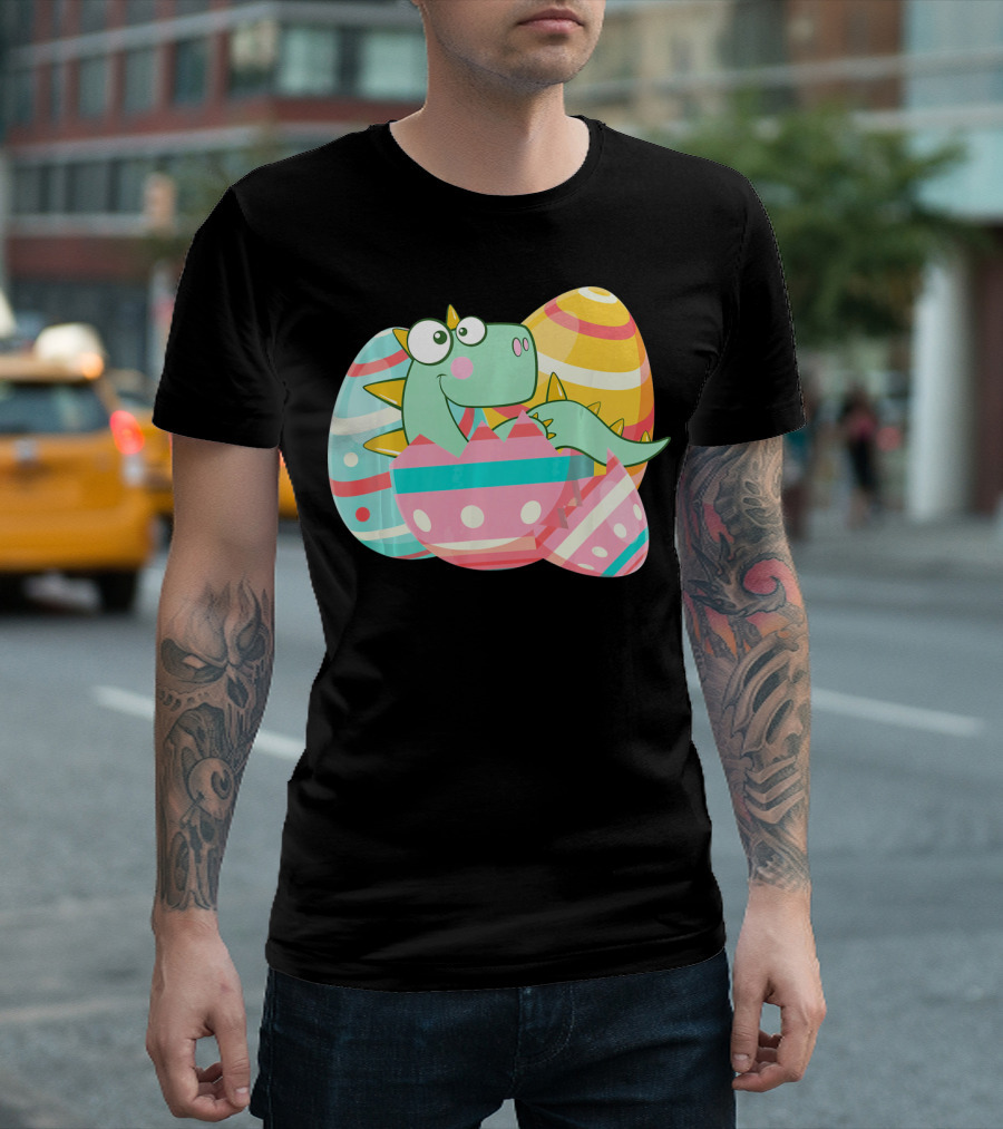 Easter Dino in Colorful Eggs T-Shirt