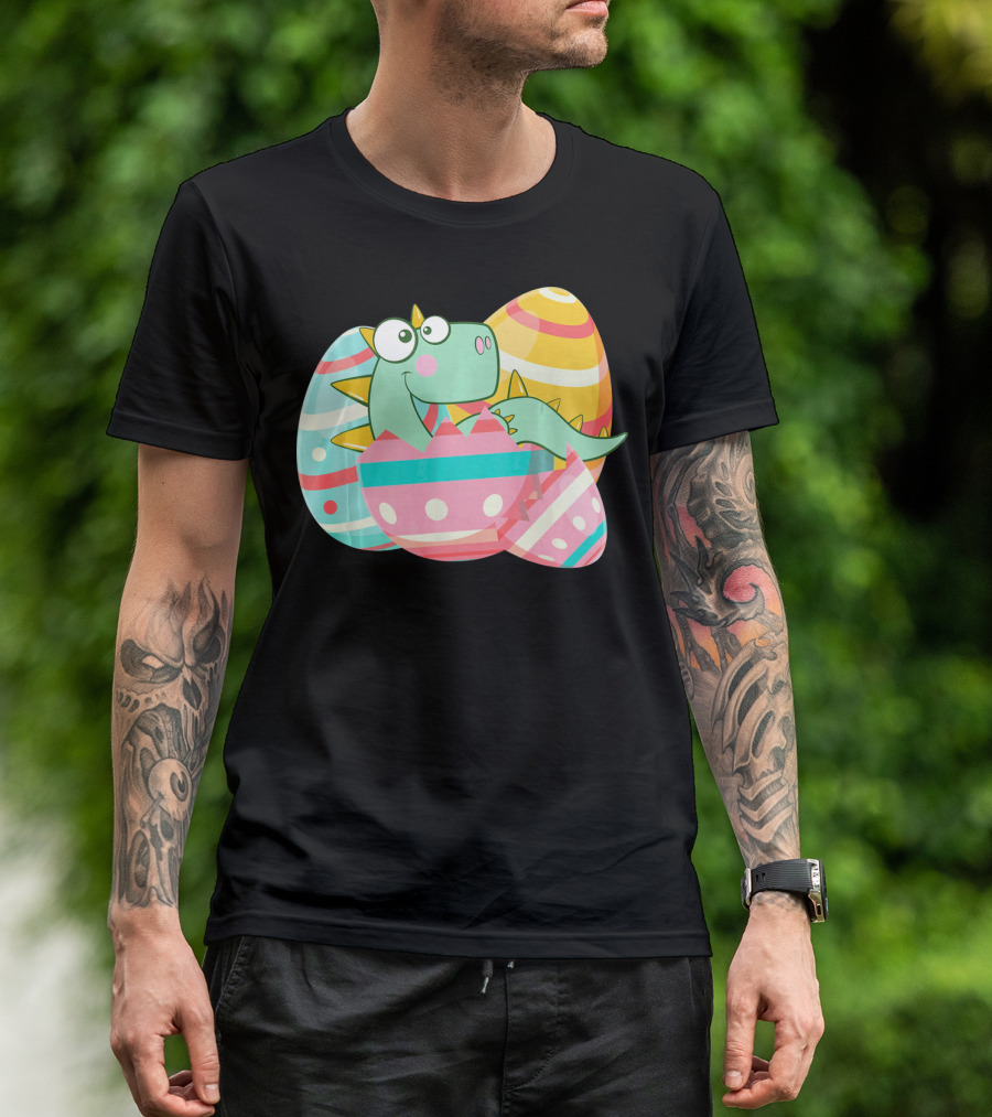 Easter Dino In Colorful Eggs T-Shirt