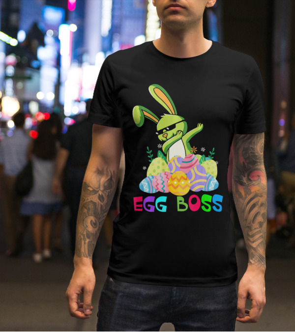 Egg Boss Dabbing Easter Bunny With Colorful Eggs T-Shirt