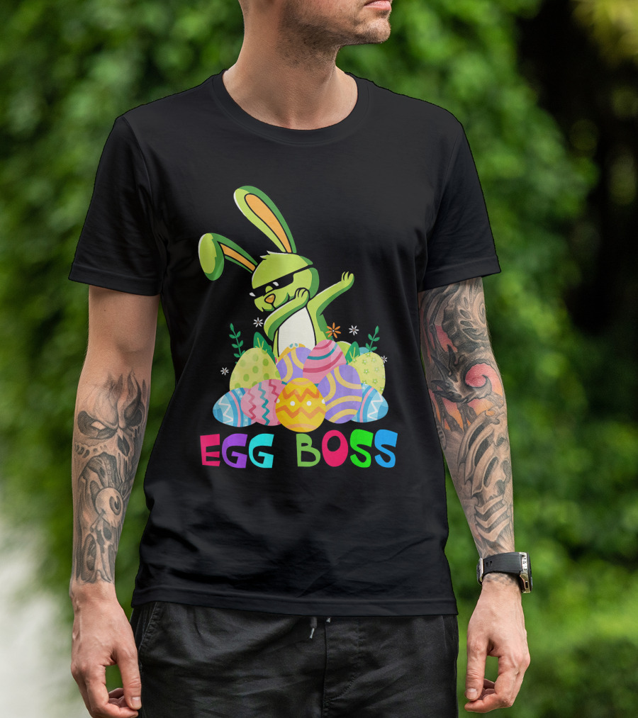 Egg Boss Dabbing Easter Bunny With Colorful Eggs T-Shirt