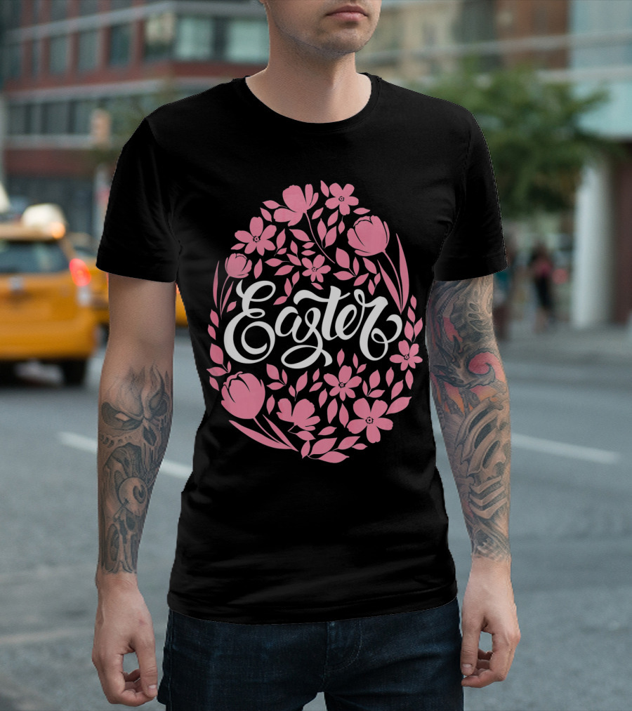 Easter Egg With Pink Flowers T-Shirt