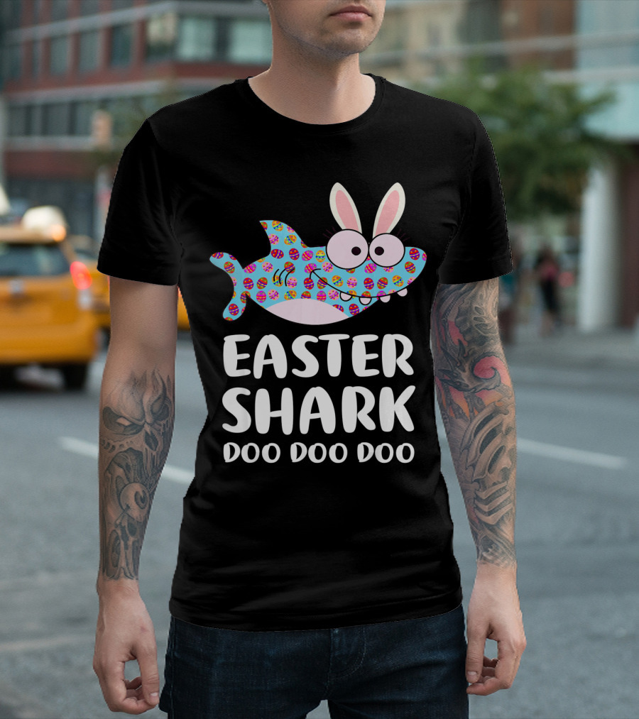 Easter Shark Doo Doo Doo Bunny Ears Funny Eggs T-Shirt