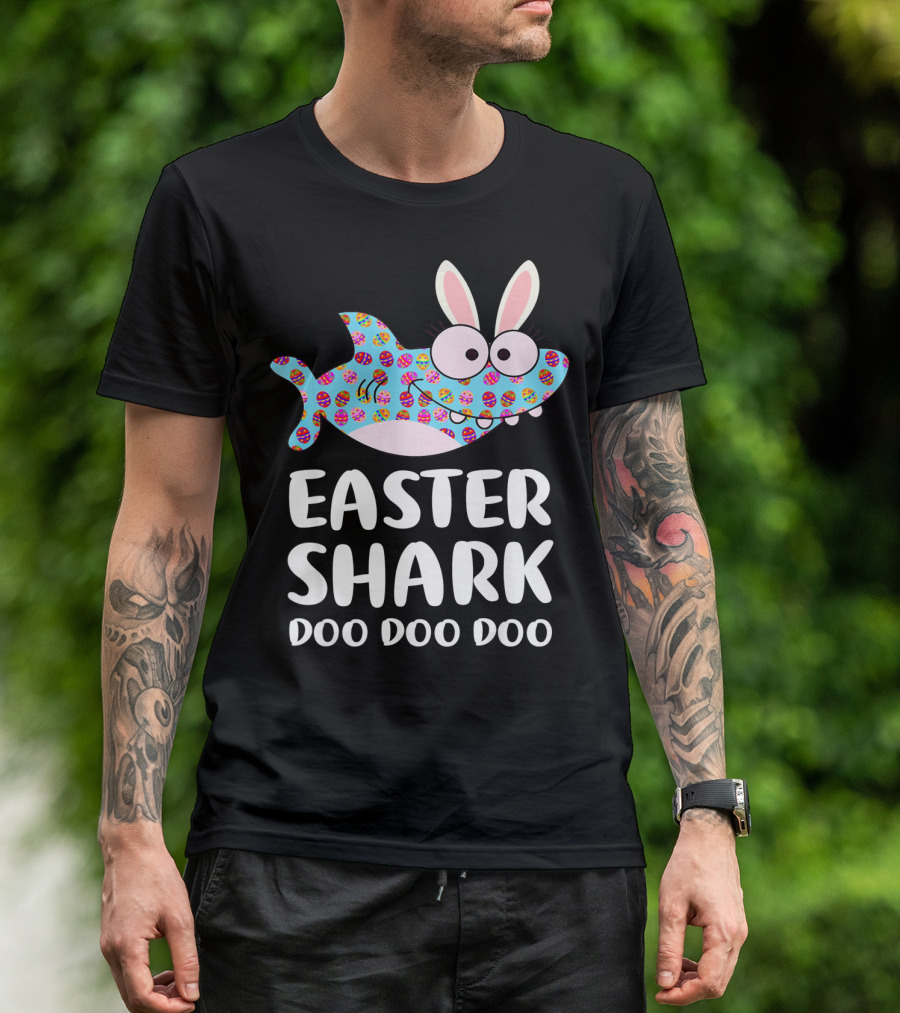 Easter Shark Doo Doo Doo Bunny Ears Funny Eggs T-Shirt
