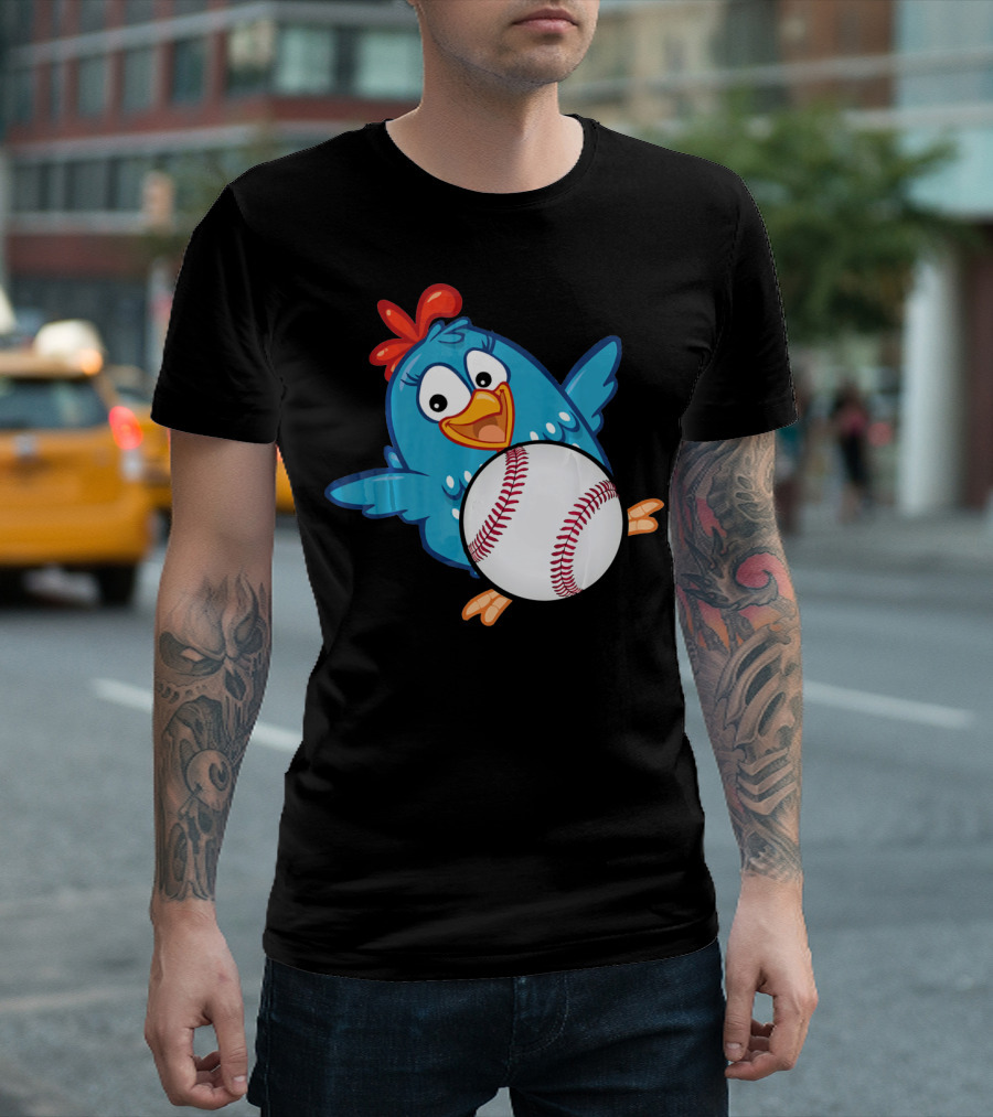 Easter Baseball Egg with Funny Blue Chicken T-Shirt