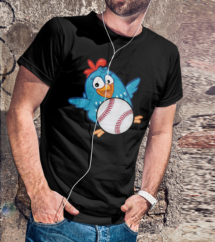 Easter Baseball Egg With Funny Blue Chicken T-Shirt