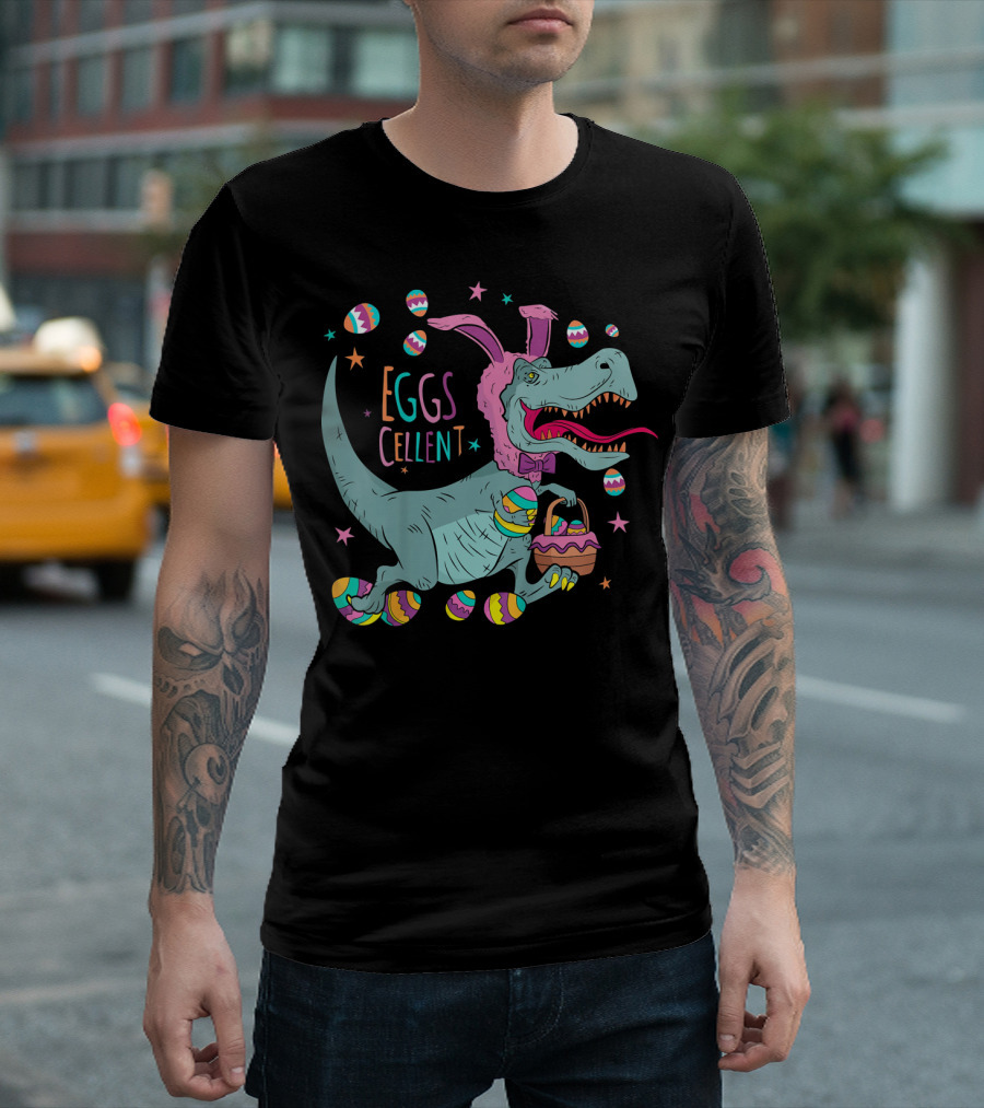 EGGScellent Dinosaur Bunny with Easter Eggs T-Shirt