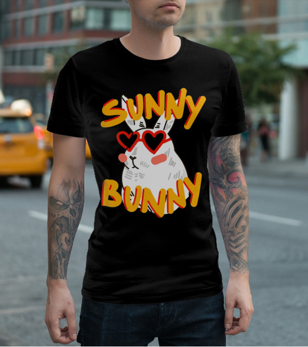 SUNNY BUNNY Cute Happy Easter Heartglass T-Shirt