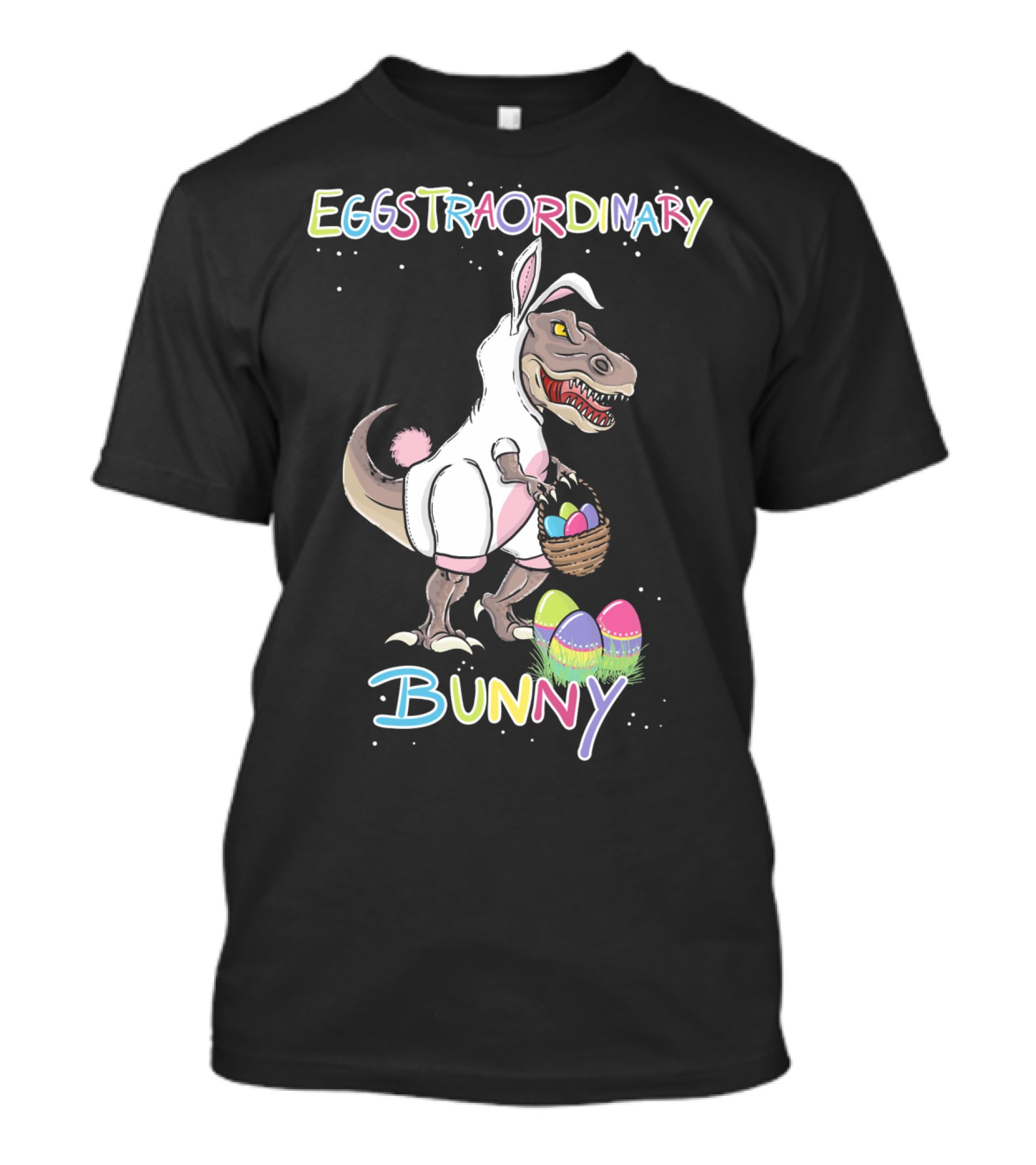 Eggstraordinary Bunny Dinosaur With Basket Of Easter Eggs T-Shirt