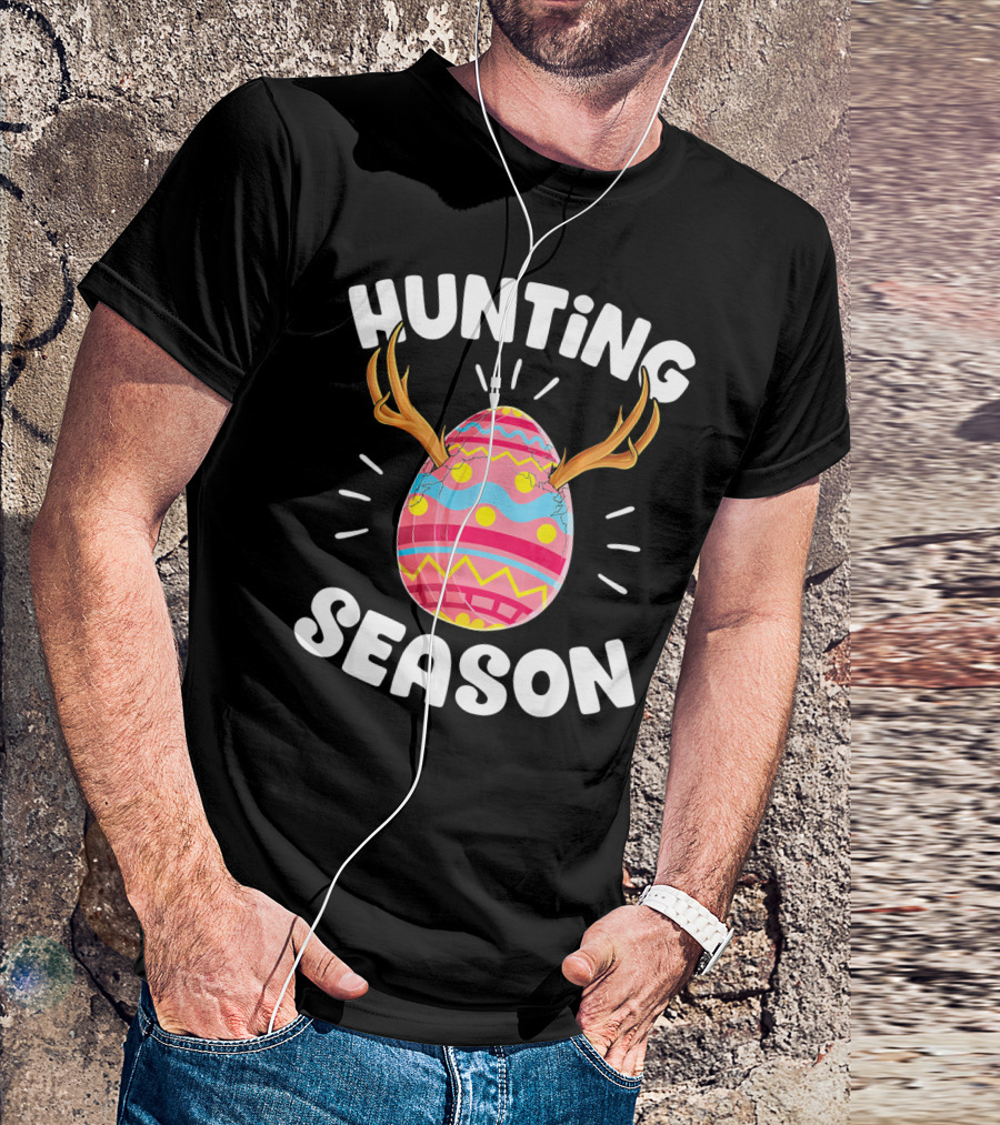 Hunting Season Easter Egg Hunter Colorful Egg With Antlers T-Shirt