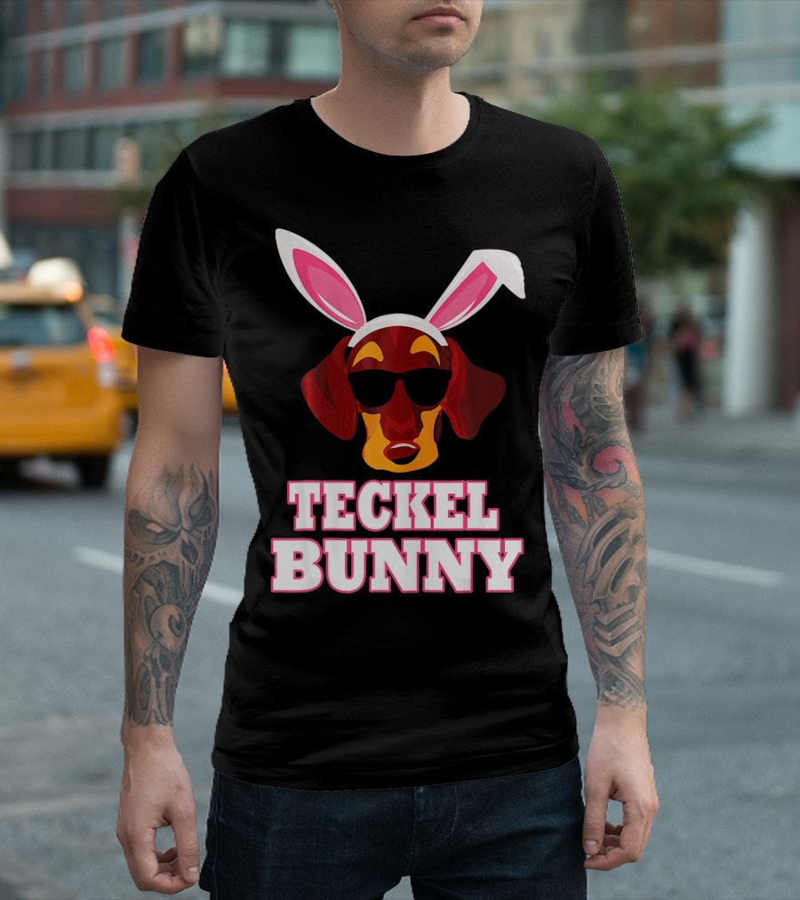 Teckel Bunny Rabbit Dog with Cool Glasses T-Shirt