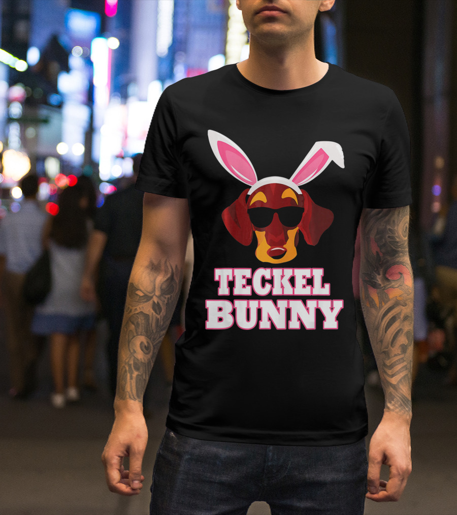 Teckel Bunny Rabbit Dog With Cool Glasses T-Shirt