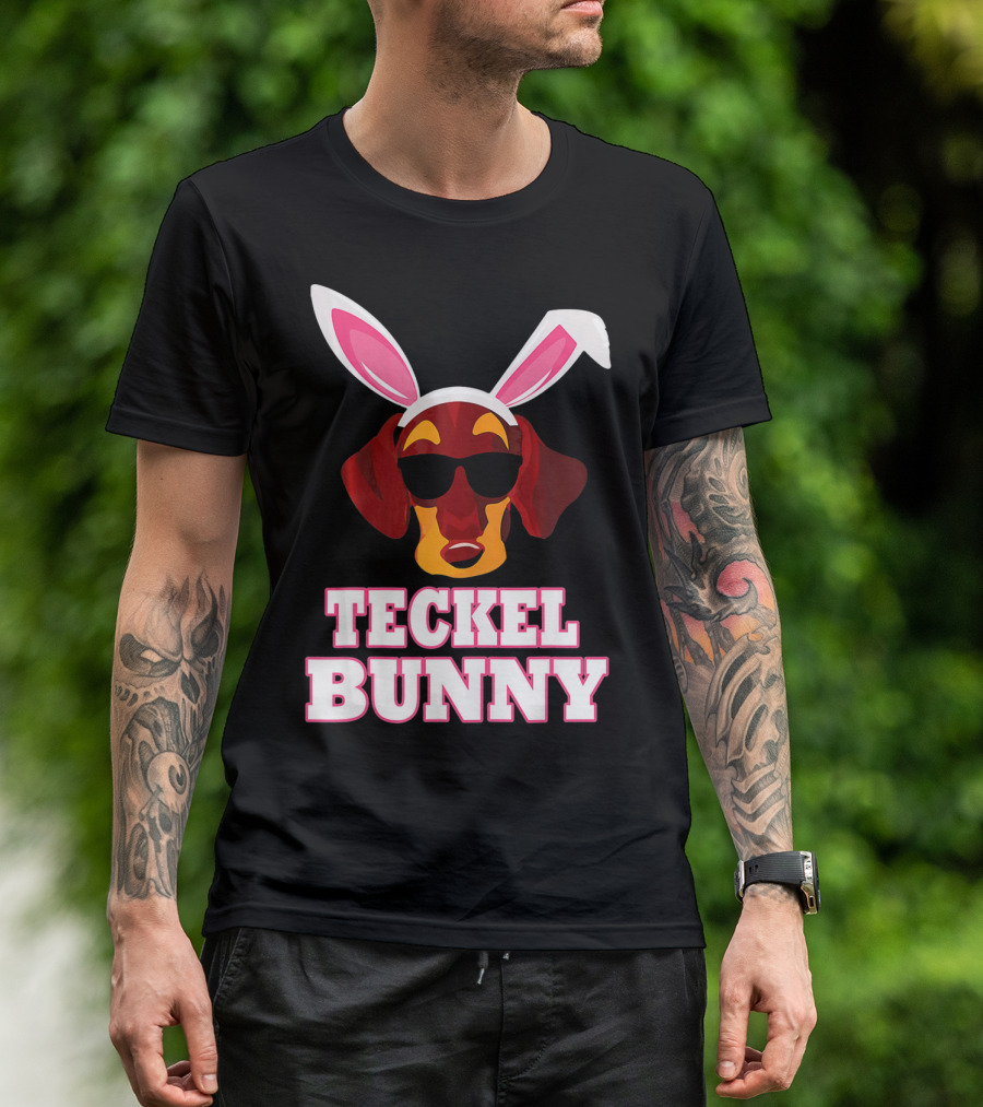 Teckel Bunny Rabbit Dog With Cool Glasses T-Shirt