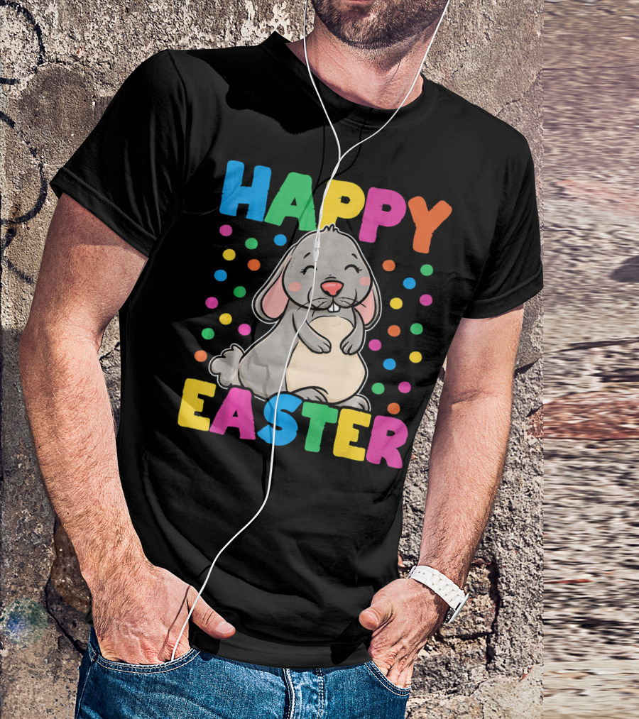 Happy Easter Bunny With Colorful Dots T-Shirt