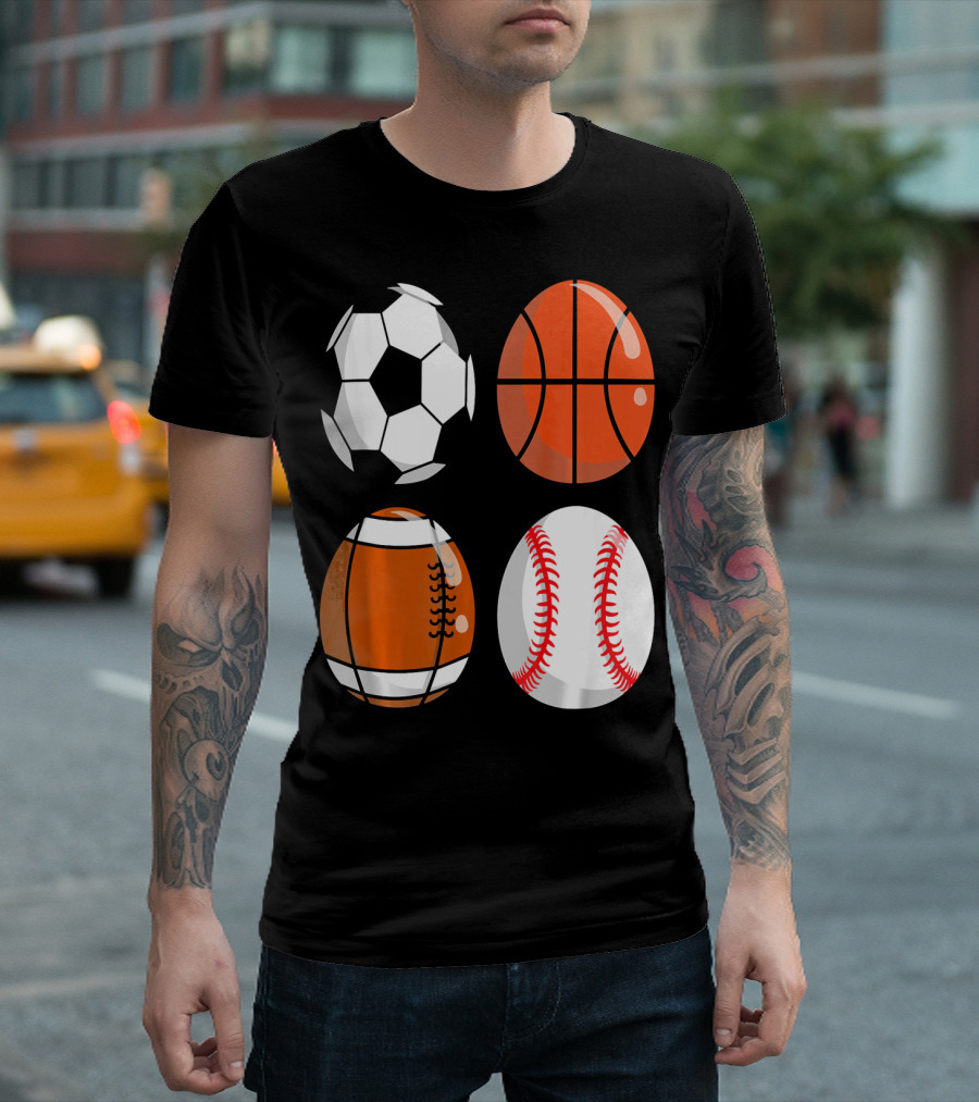 Easter Eggs Football Rugby Basketball Baseball Soccer T-Shirt