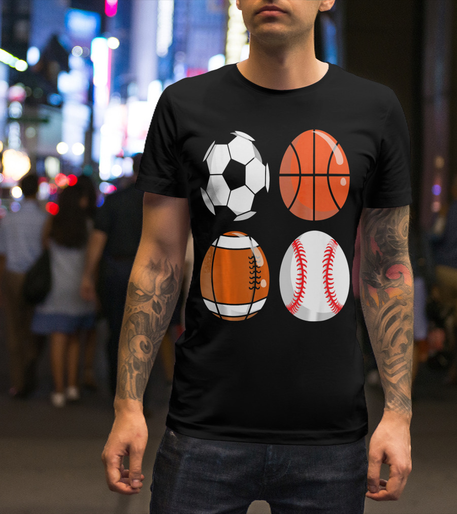 Easter Eggs Football Rugby Basketball Baseball Soccer T-Shirt