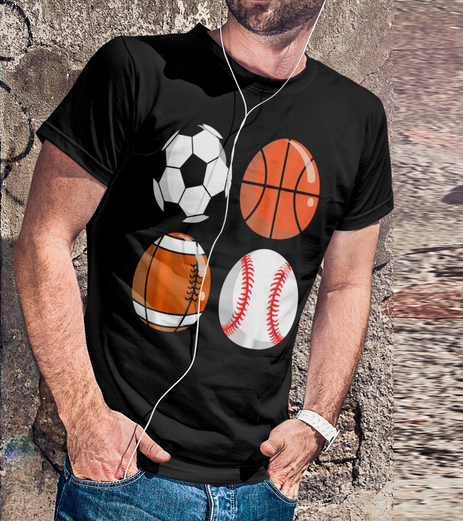 Easter Eggs Football Rugby Basketball Baseball Soccer T-Shirt