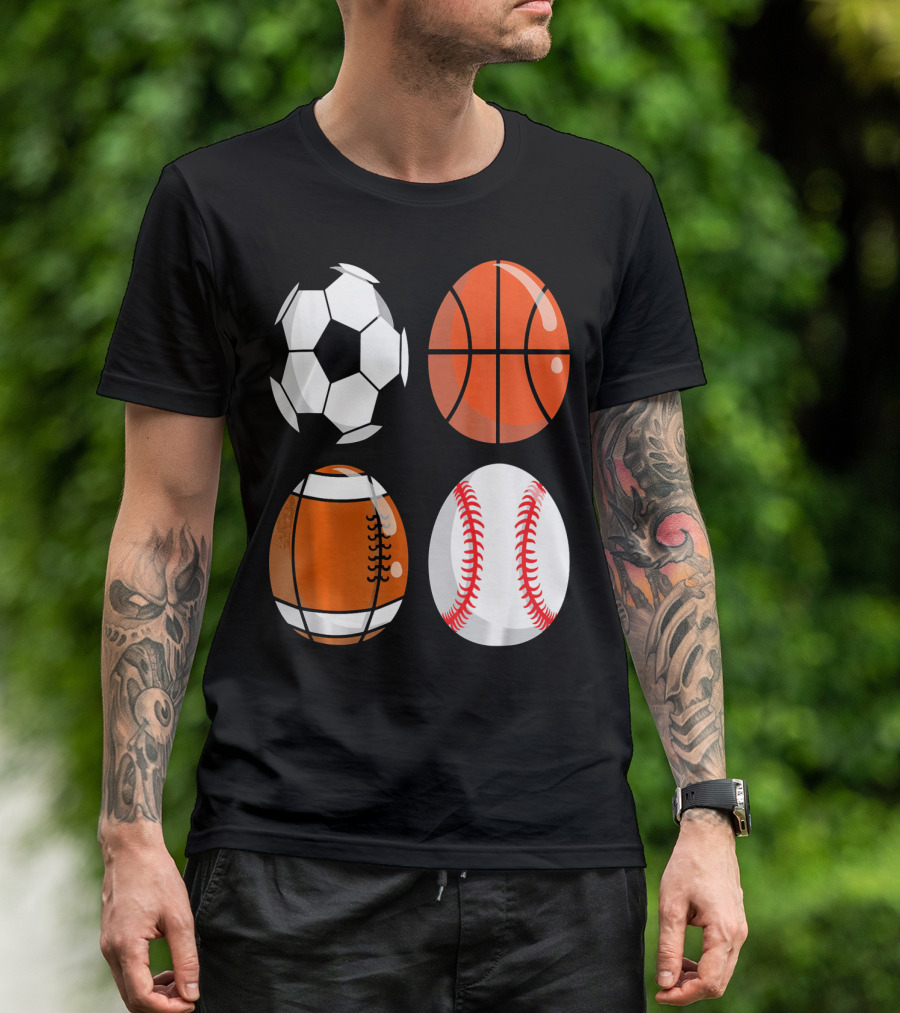 Easter Eggs Football Rugby Basketball Baseball Soccer T-Shirt
