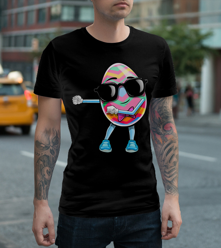 Flossing Easter Egg Kids Funny Dance With Sunglasses T-Shirt