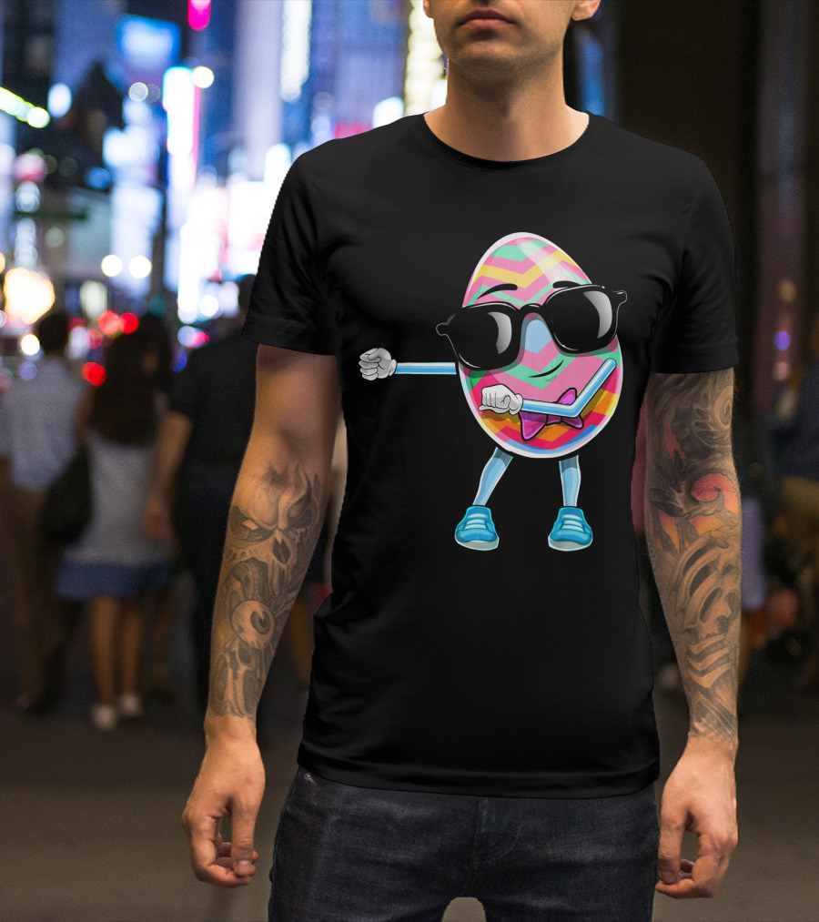Flossing Easter Egg Kids Funny Dance With Sunglasses T-Shirt