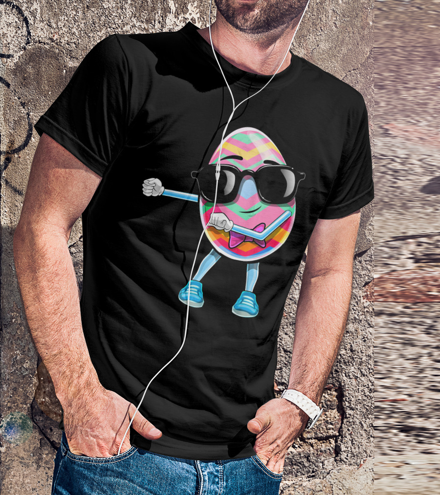 Flossing Easter Egg Kids Funny Dance With Sunglasses T-Shirt