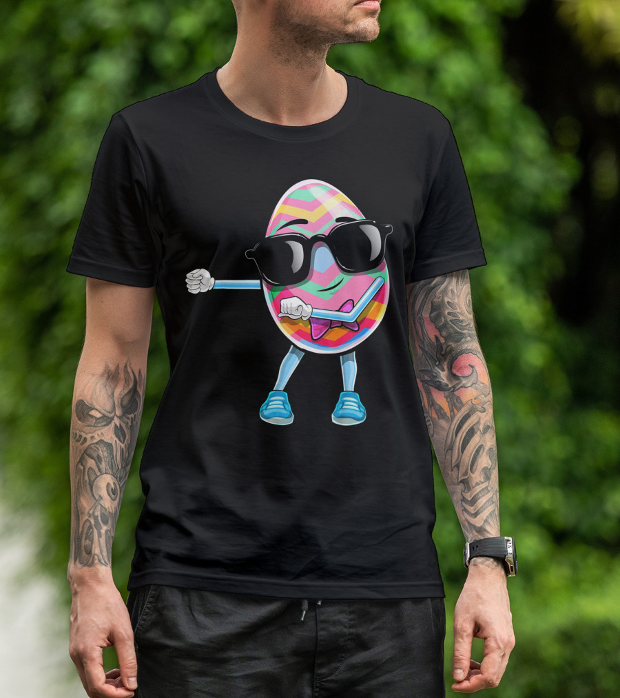 Flossing Easter Egg Kids Funny Dance With Sunglasses T-Shirt