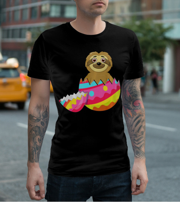Funny Sloth Easter Egg Decorated Colorful Eggshell T-Shirt