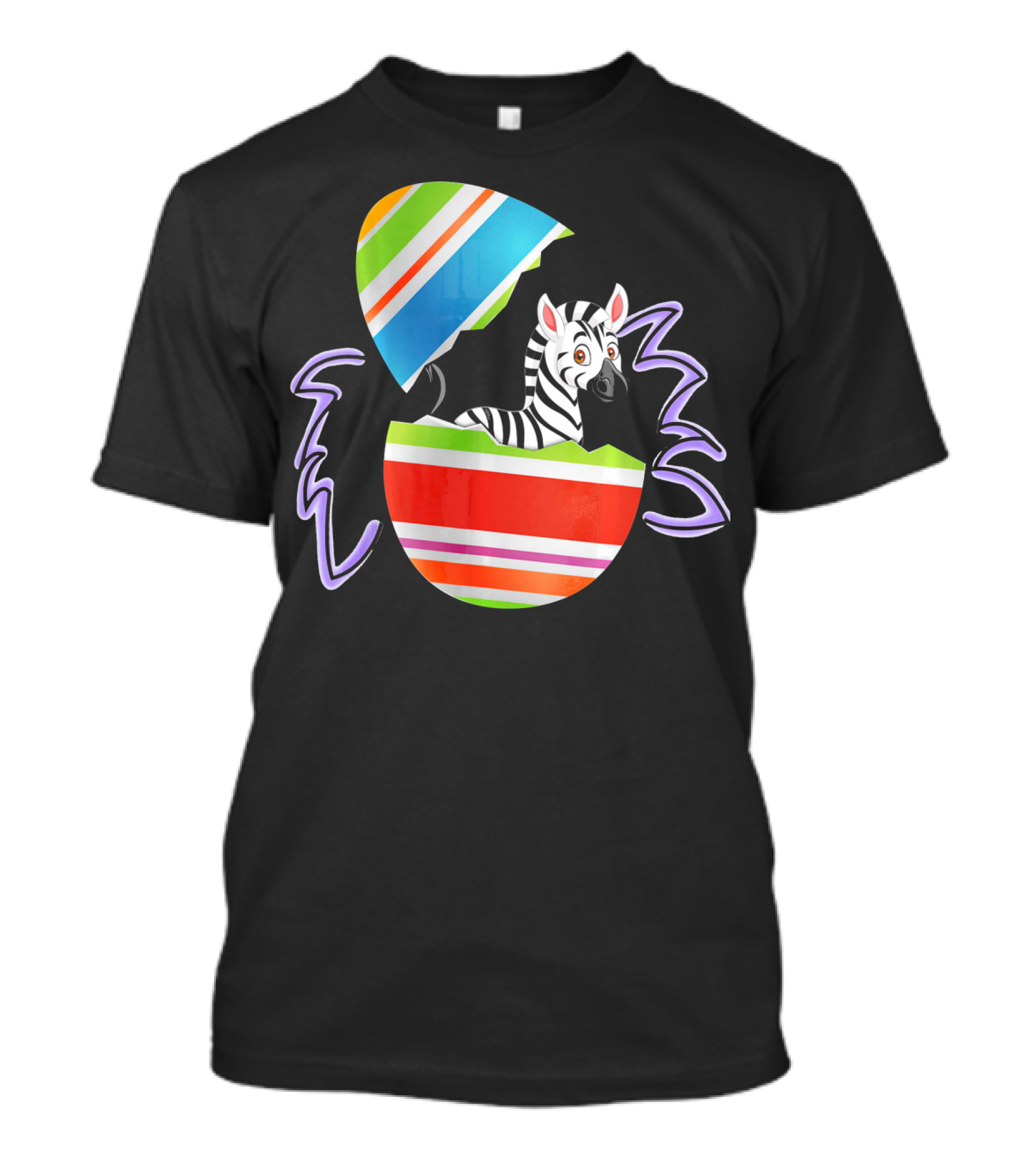 Funny Easter Zebra Surprising Colorful Egg Burst T-Shirt