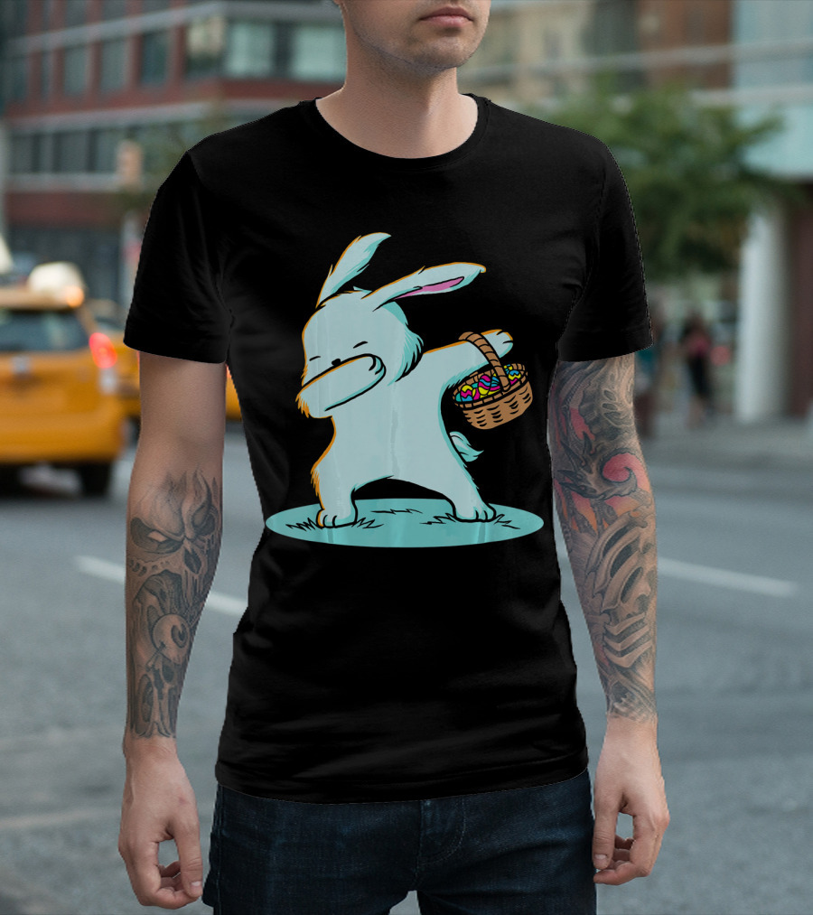 Easter Bunny Dab with Basket of Eggs for Boys T-Shirt