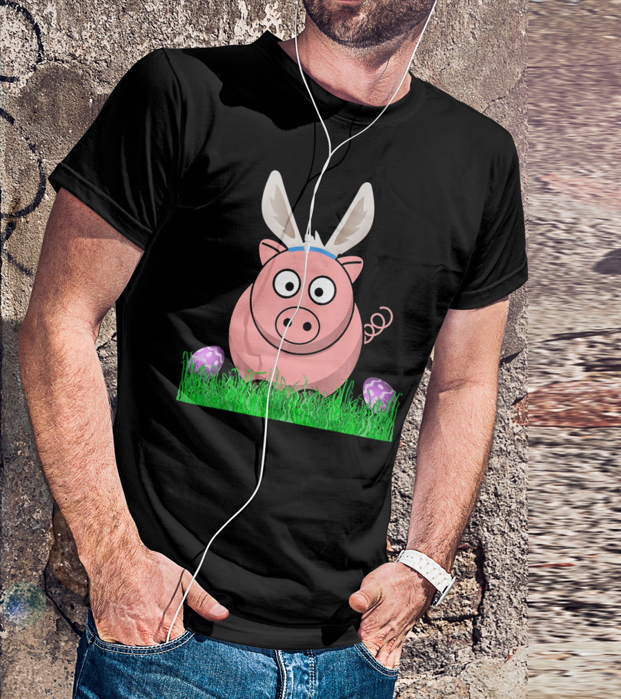 Easter Bunny Piglet With Eggs And Grass T-Shirt